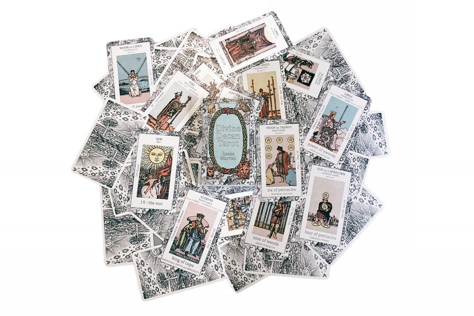 the Divine Decan Tarot deck by Reese Marren Reese Marren theCuratedCard